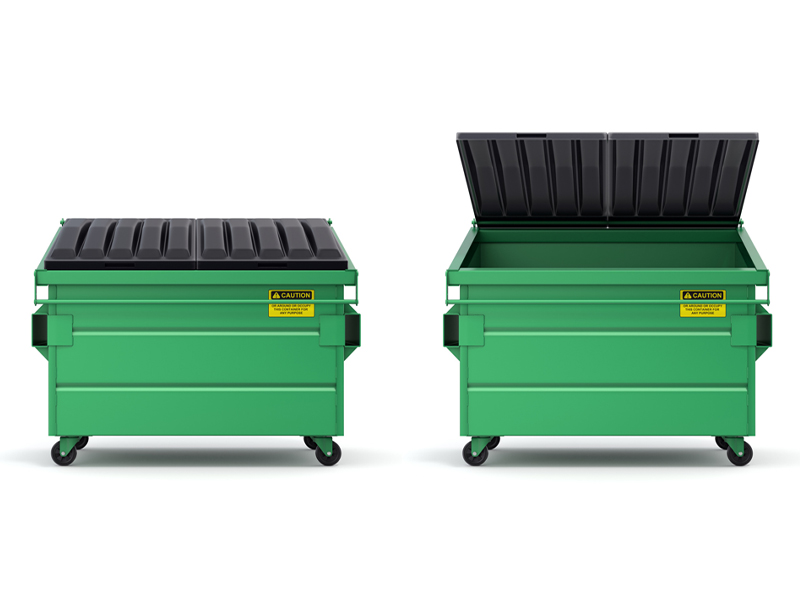 Two green dumpsters for rent