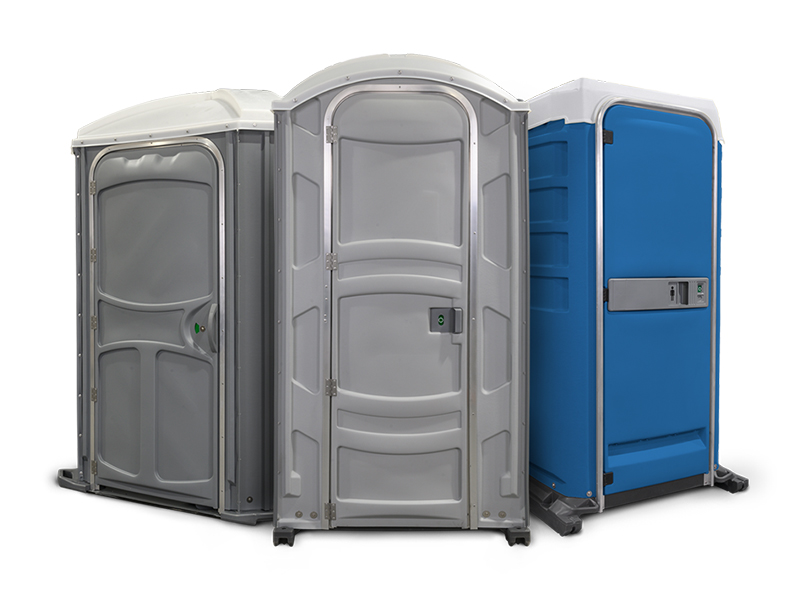 Portable toilets for rent three styles